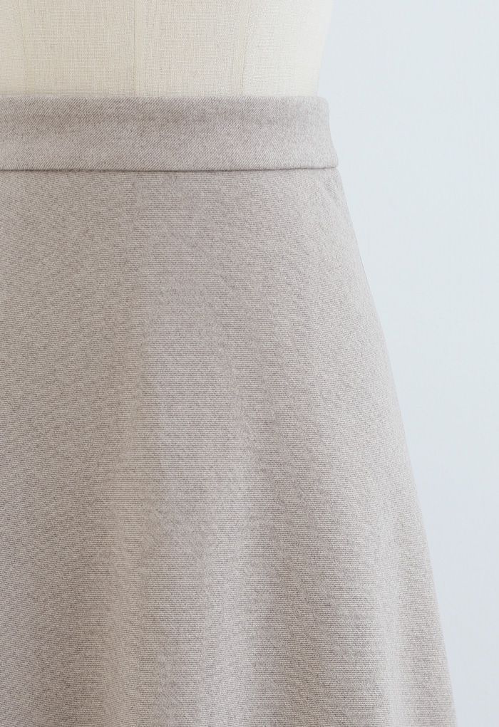 High Waist Basic Seamed Midi Skirt in Linen