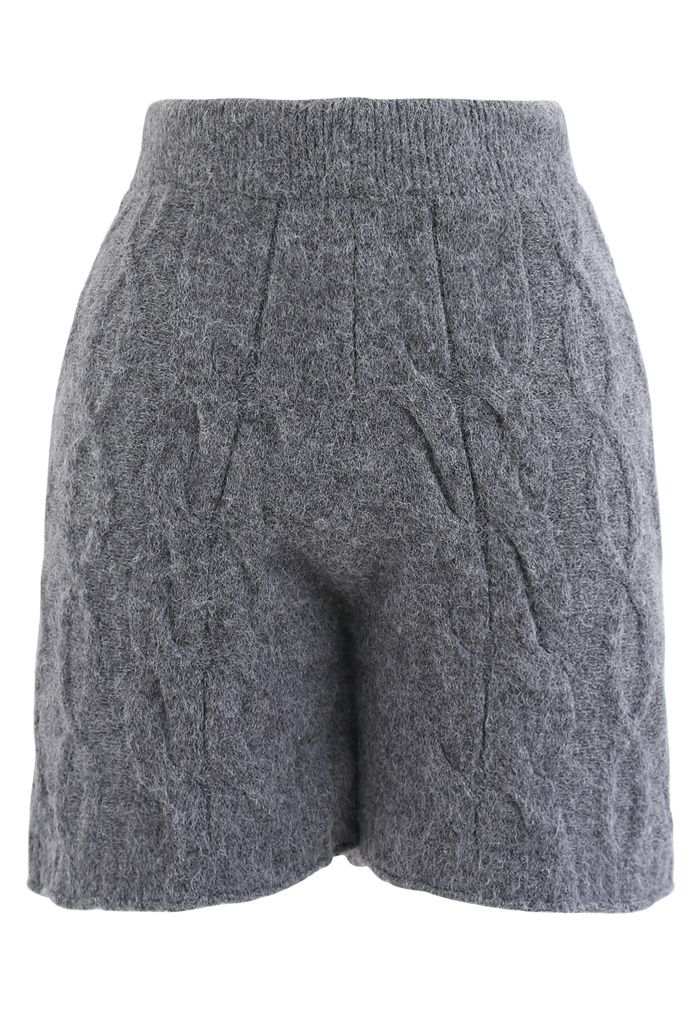 Cable Knit Sweater and Shorts Set in Grey