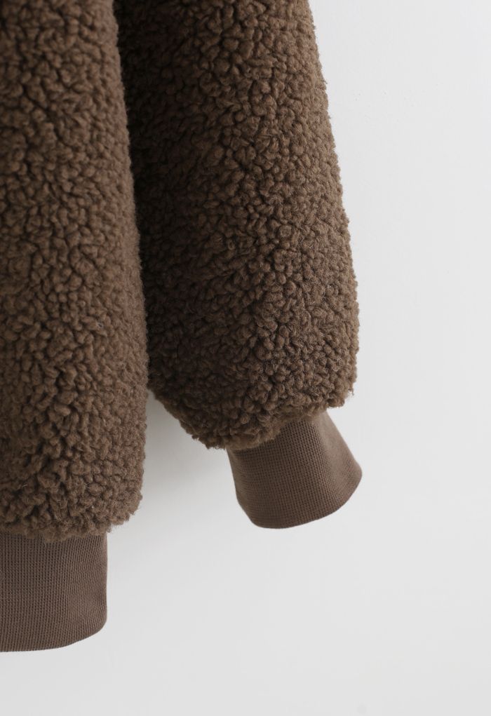 Sherpa Oversized Pullover in Brown