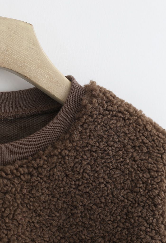 Sherpa Oversized Pullover in Brown