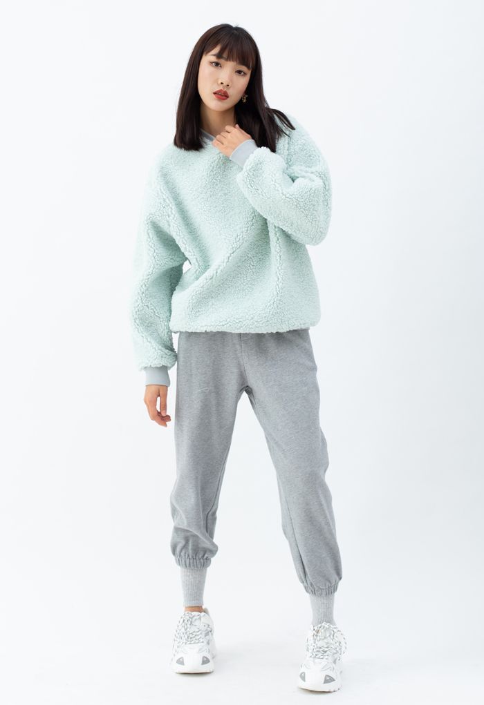 Sherpa Oversized Pullover in Mint