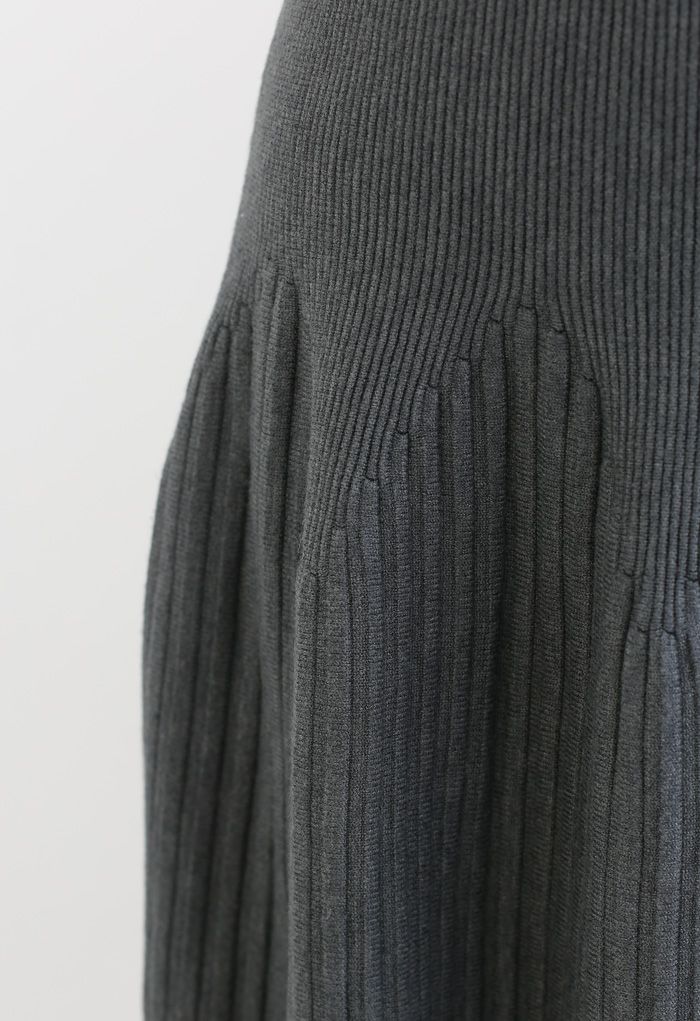 Radiant Lines Knit Midi Skirt in Grey