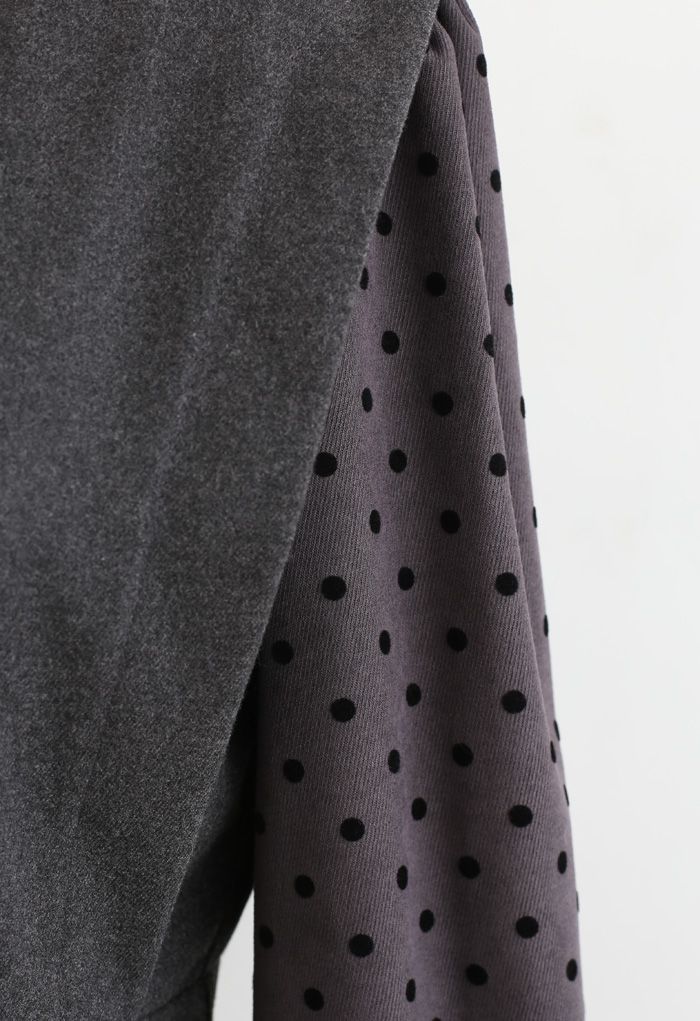 Dots Splicing Sleeves Mini Dress in Grey