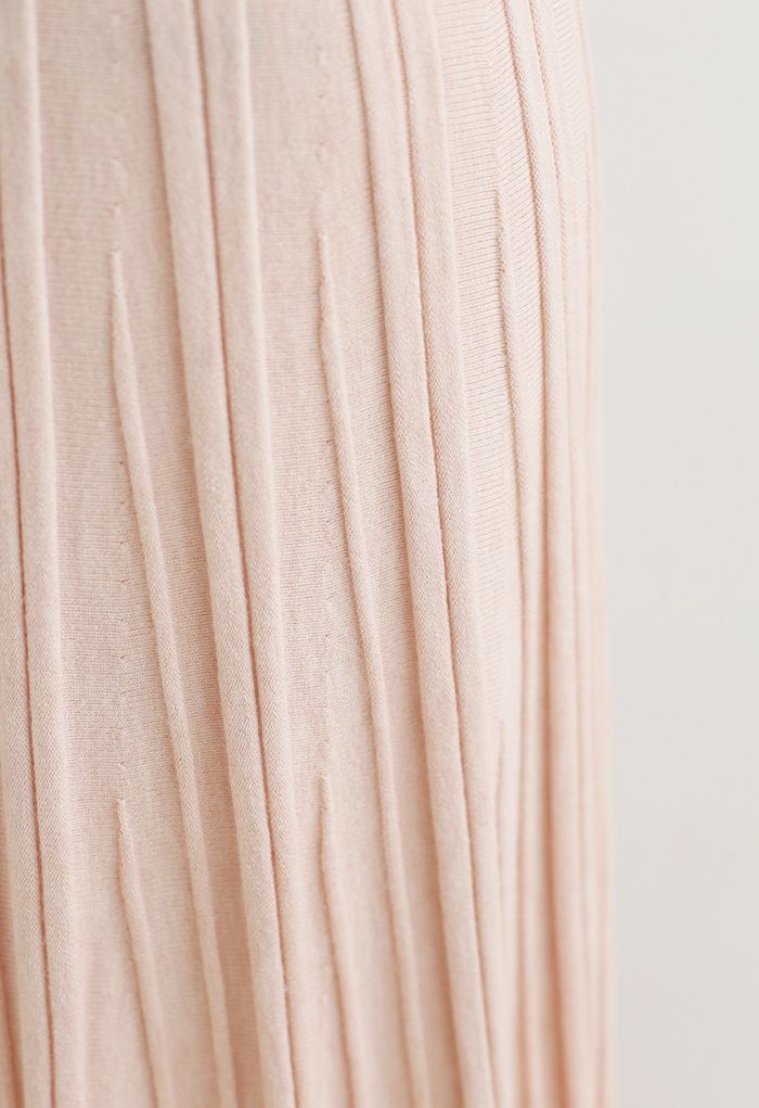 Solid Pleated Knit Skirt in Pink