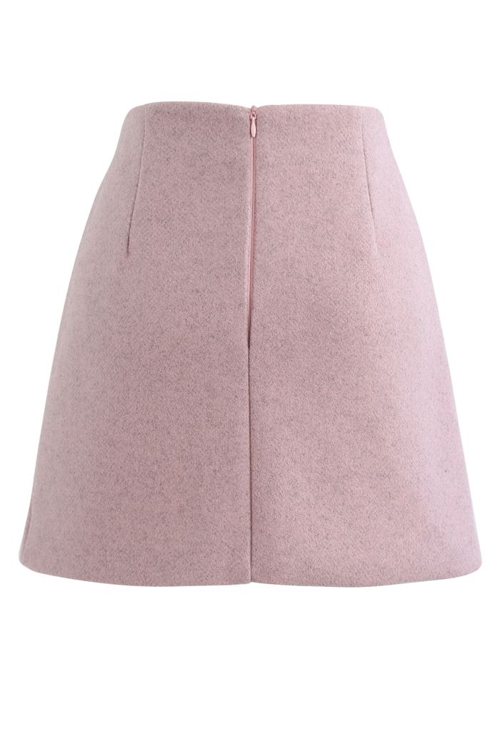 Marble Button Flap Mini Skirt in Pink