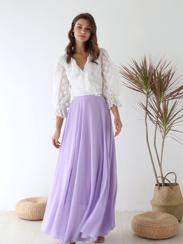 Timeless Favorite Chiffon Maxi Skirt in Lilac