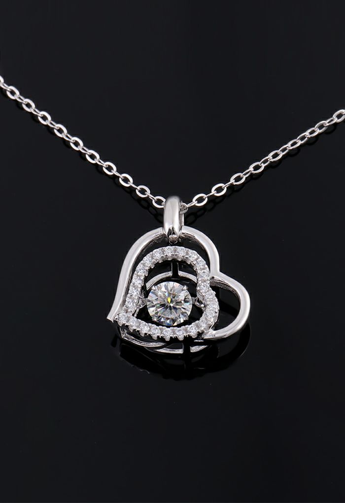Double Heart Moissanite Diamond Necklace