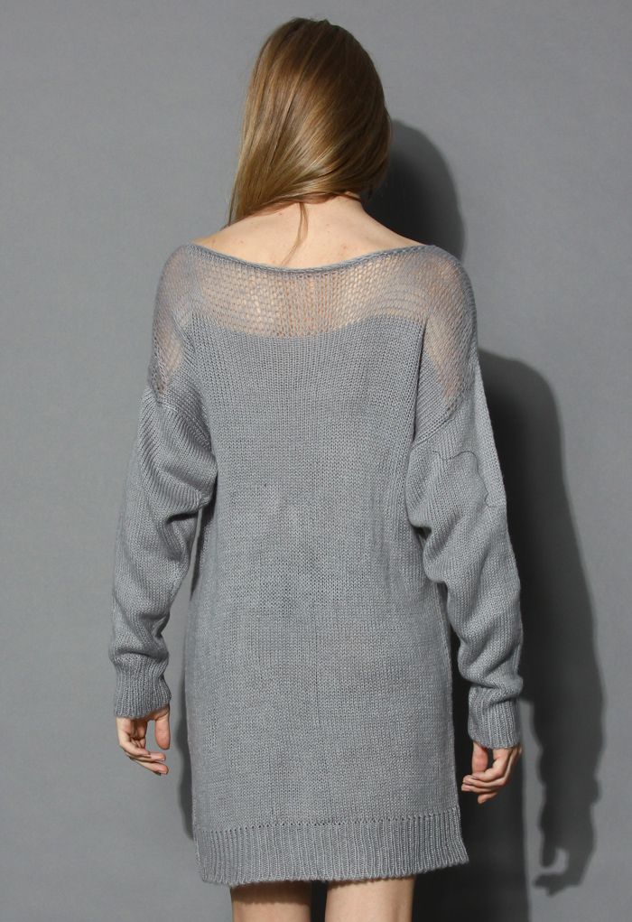 Peace and Love Grey Knit Dress