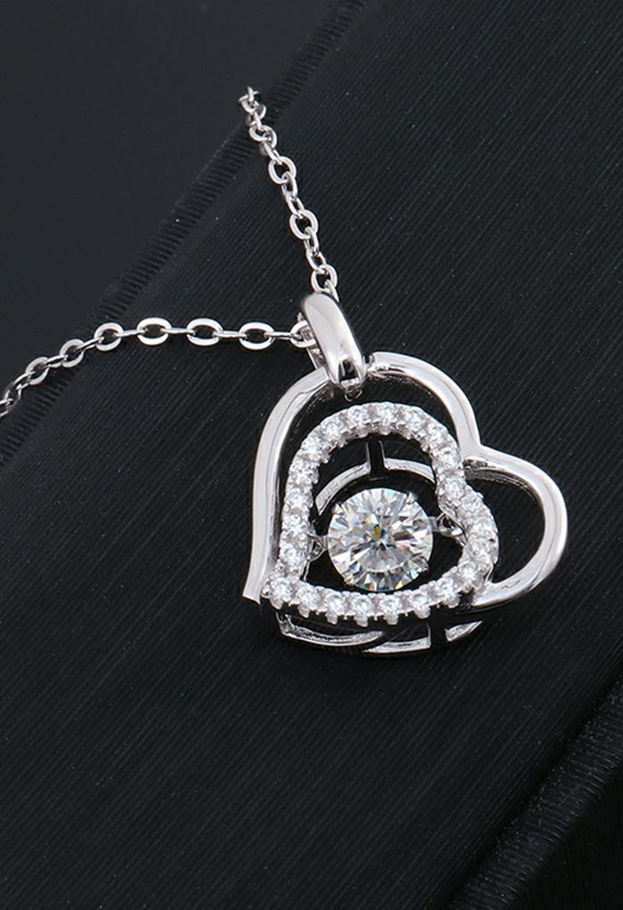 Double Heart Moissanite Diamond Necklace