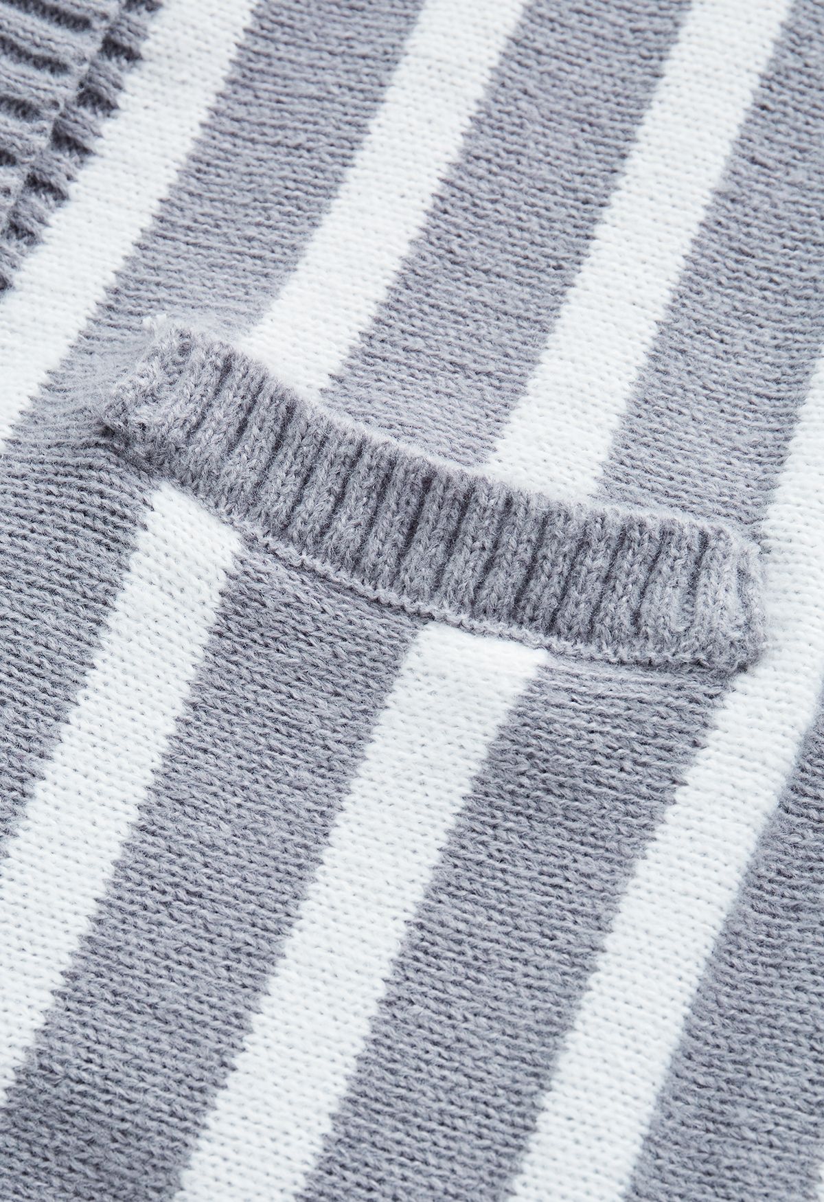 Striped Button Down Longline Cardigan in Grey