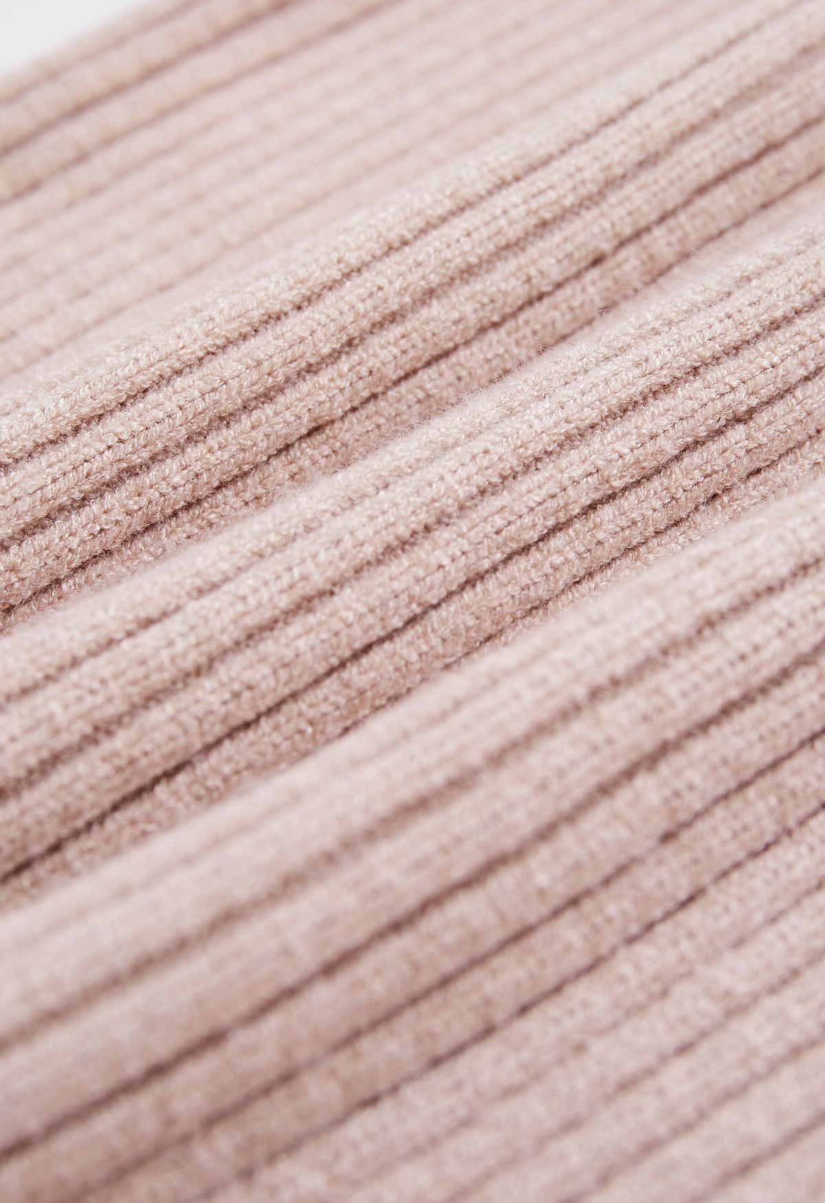 Turtleneck Rib Knit Twinset Top in Dusty Pink