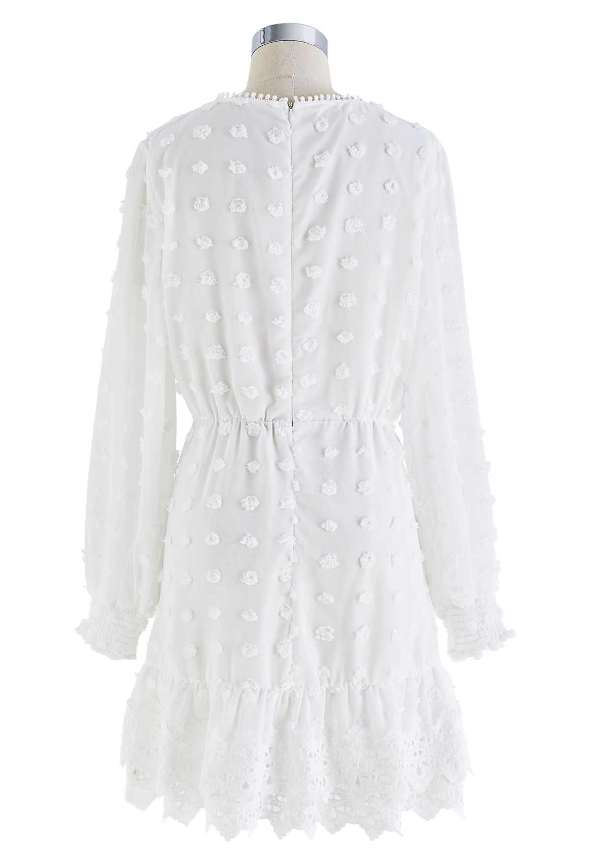 Cotton Candy Crochet Edge Sheer Midi Dress in White