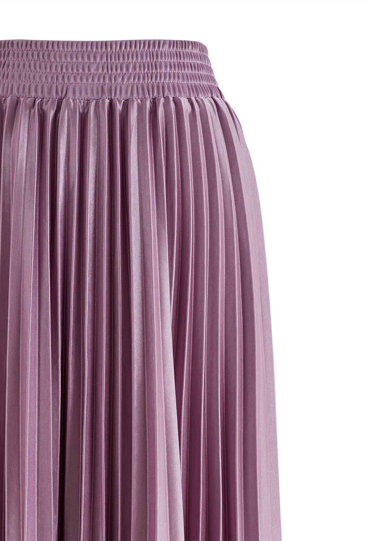 Glossy Pleated Maxi Skirt in Violet