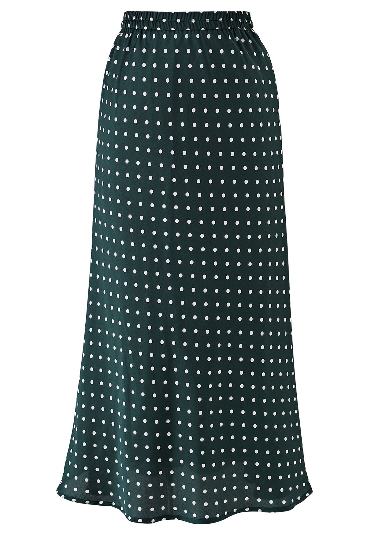 Polka Dots Print Frilling Midi Skirt