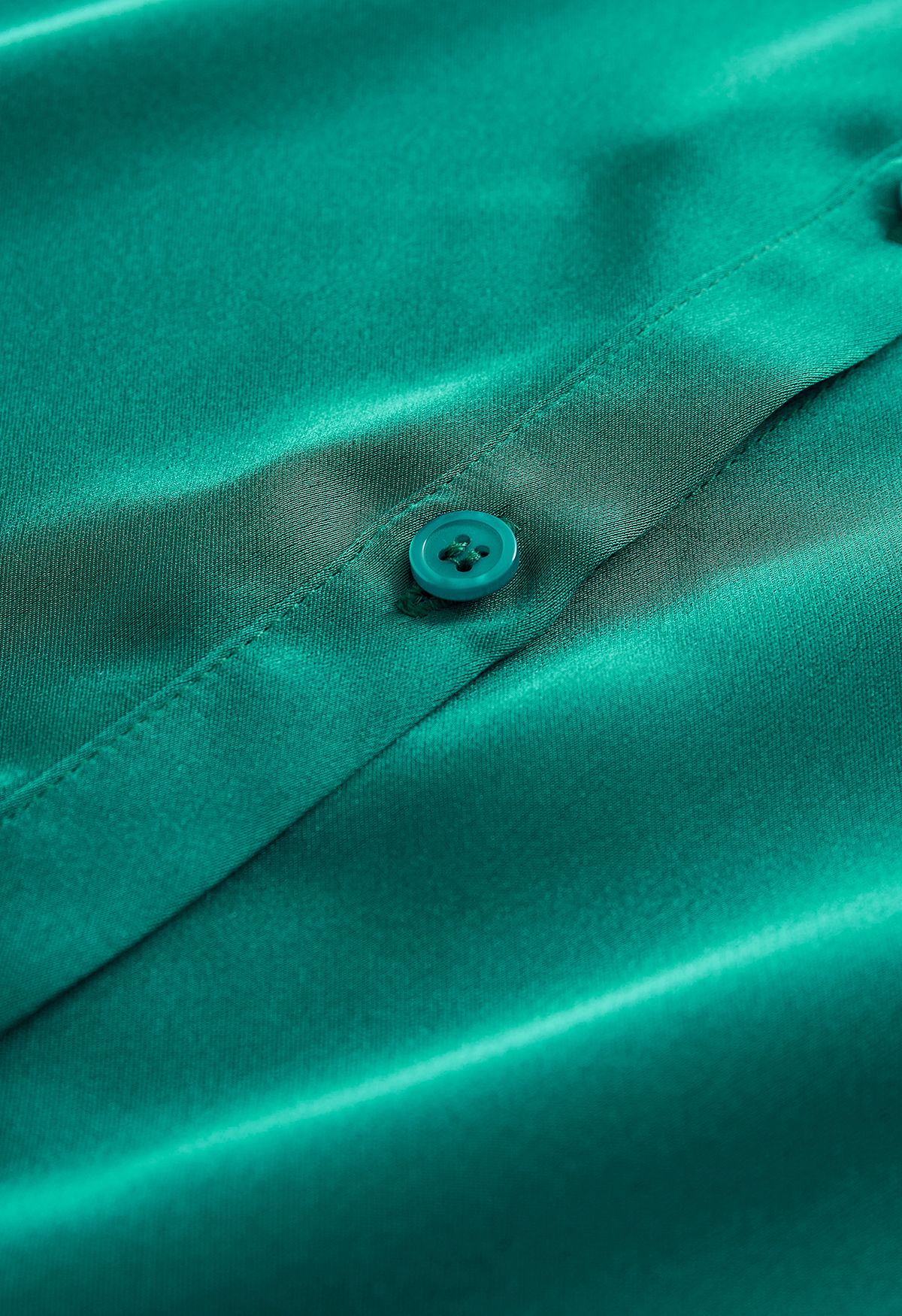 Satin Finish Button Up Shirt in Emerald