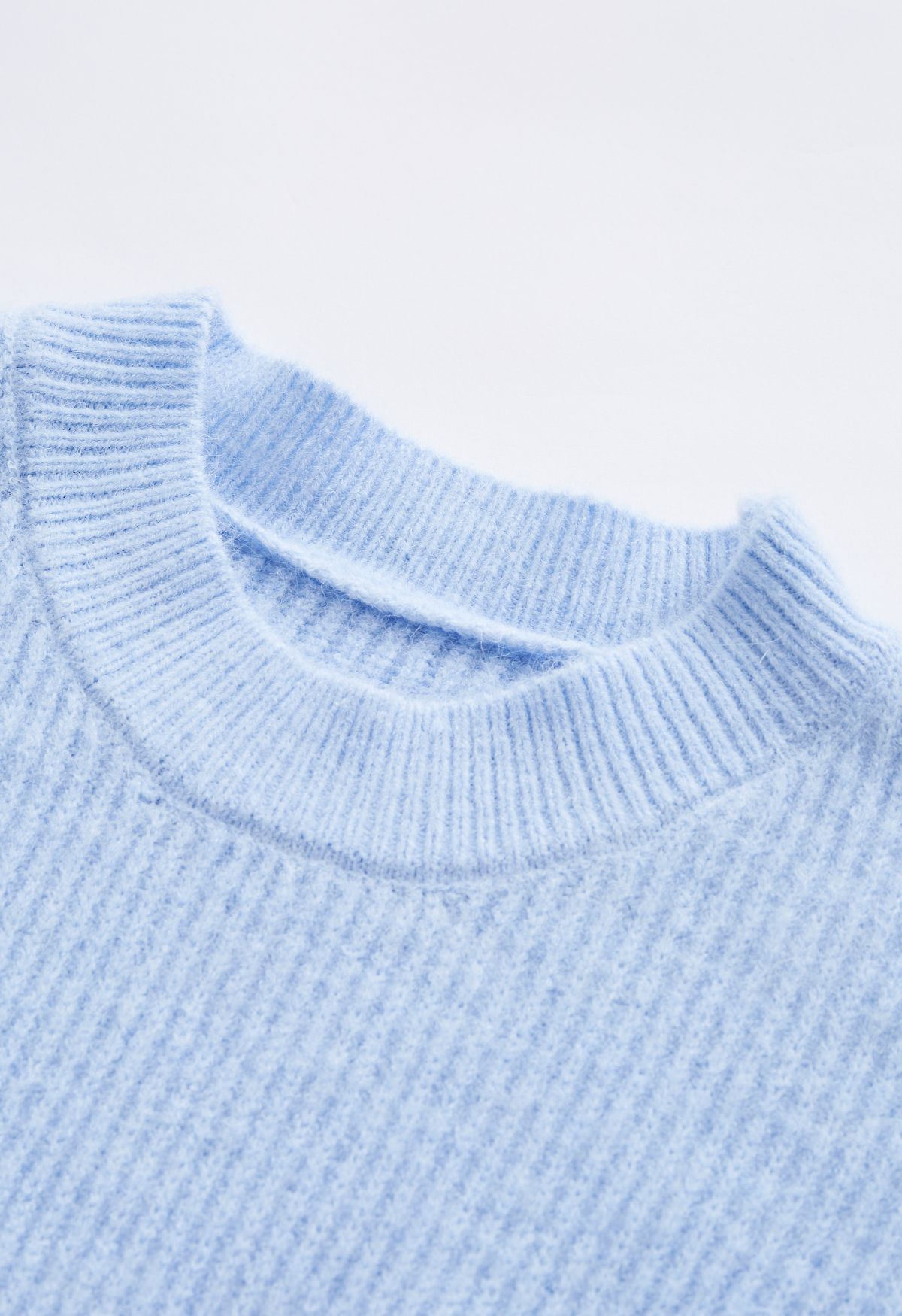 Ombre Round Neck Rib Knit Sweater in Blue