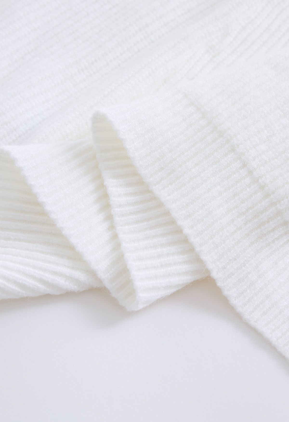 Open Front Longline Knit Cardigan in White