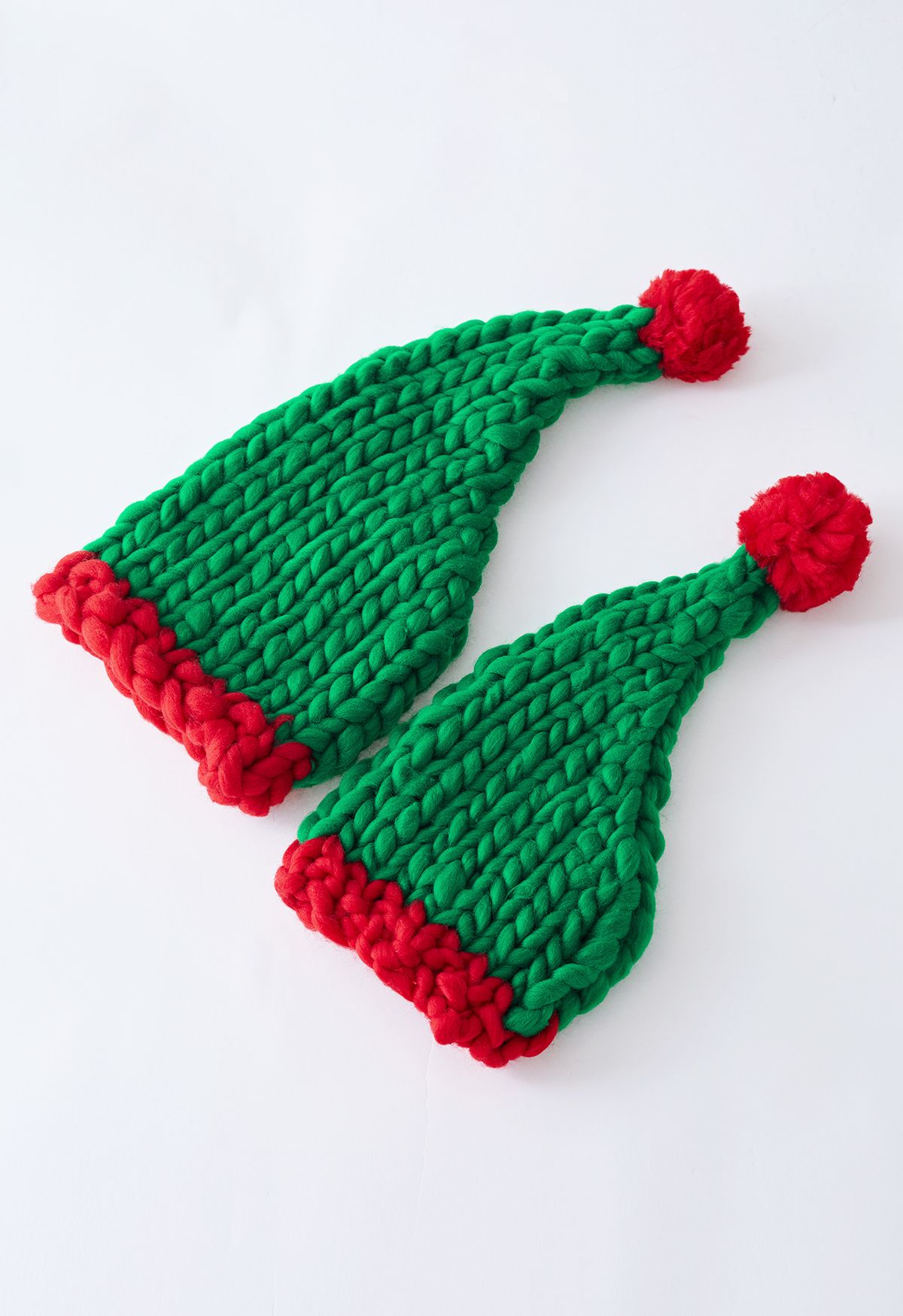 Color Block Braided Hand-Knit Pom-Pom Christmas Hat