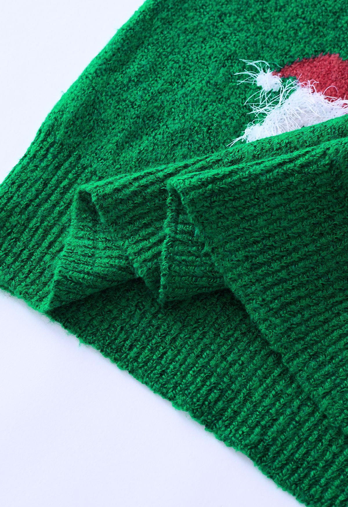 Fuzzy Santa Claus Knit Top in Green