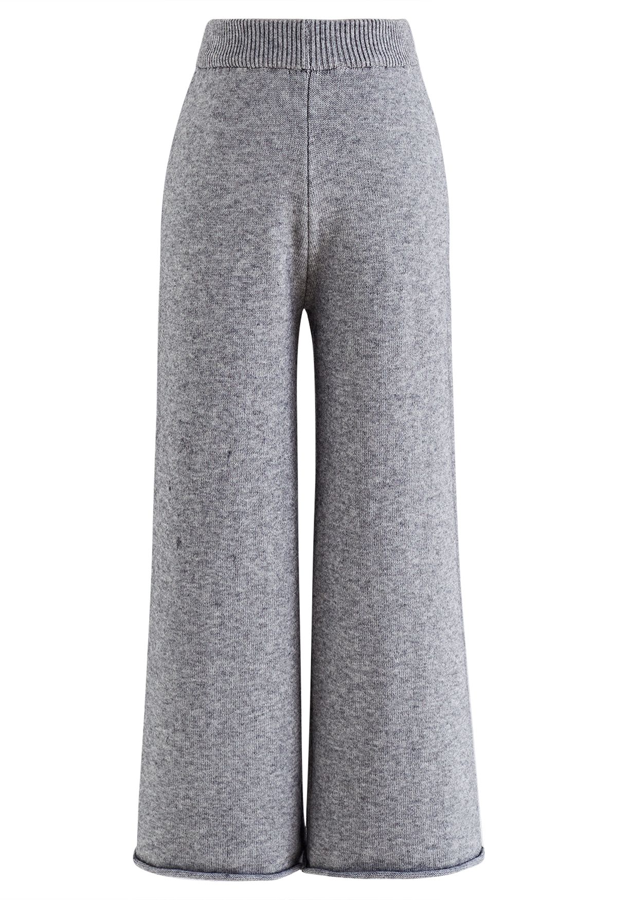 Turtleneck Hi-Lo Sweater and Knit Pants Set in Grey