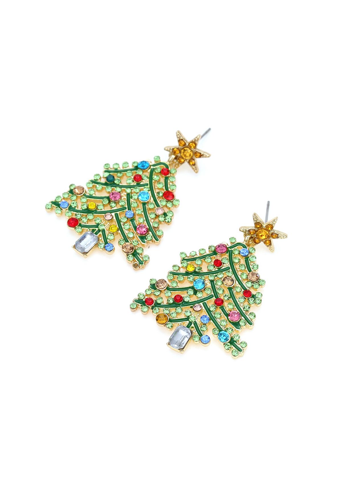 Shining Christmas Tree Oil Spilling Earrings