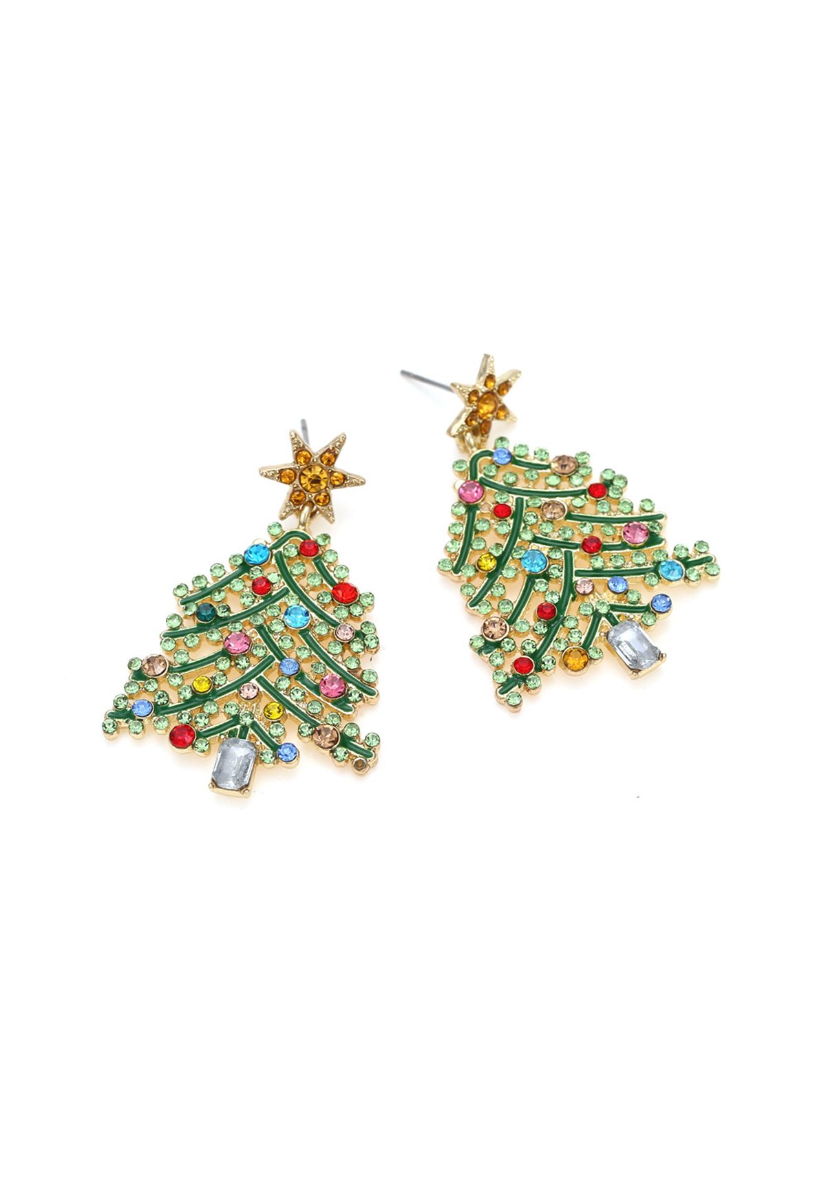 Shining Christmas Tree Oil Spilling Earrings