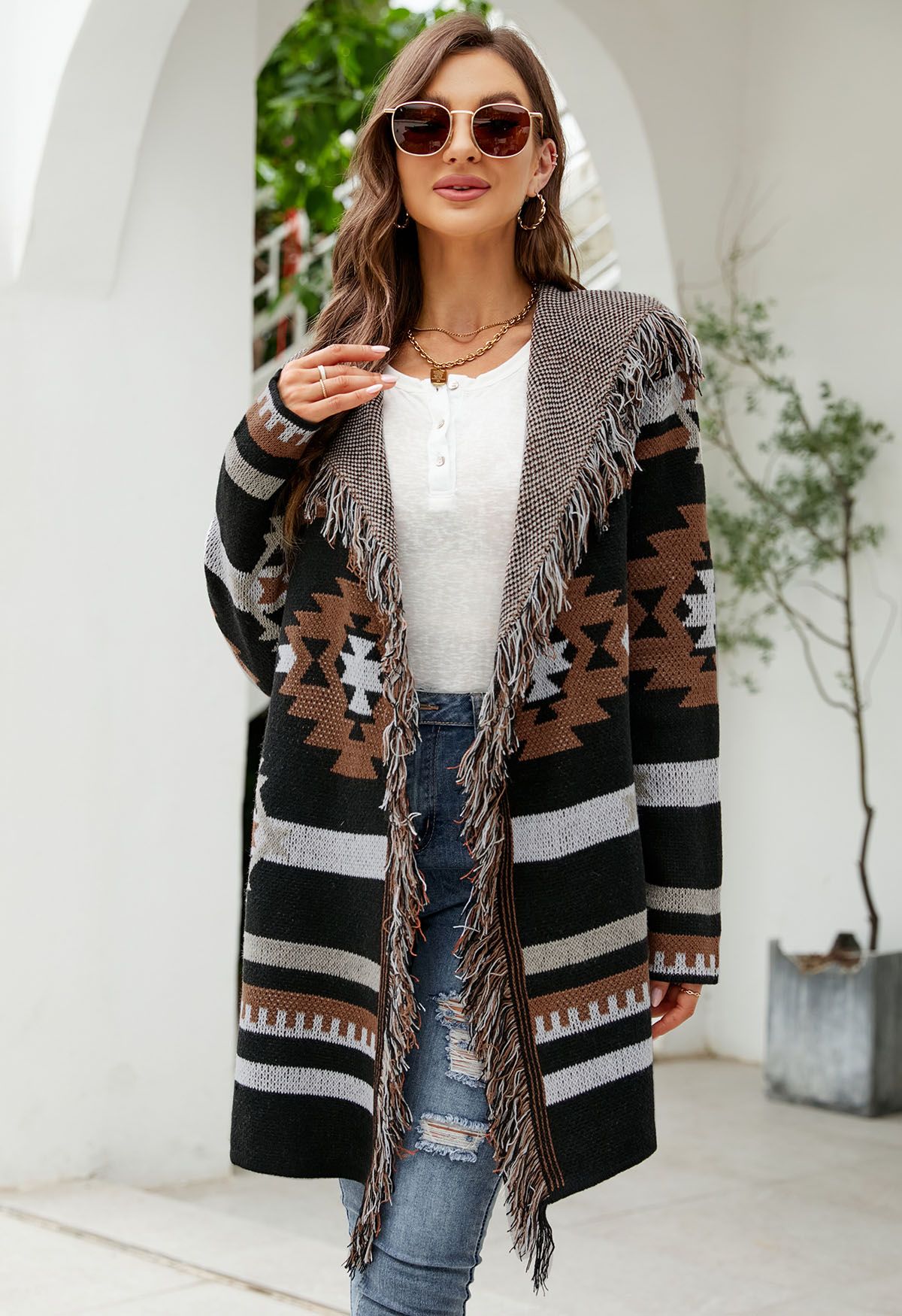 Edge to edge black cardigan best sale