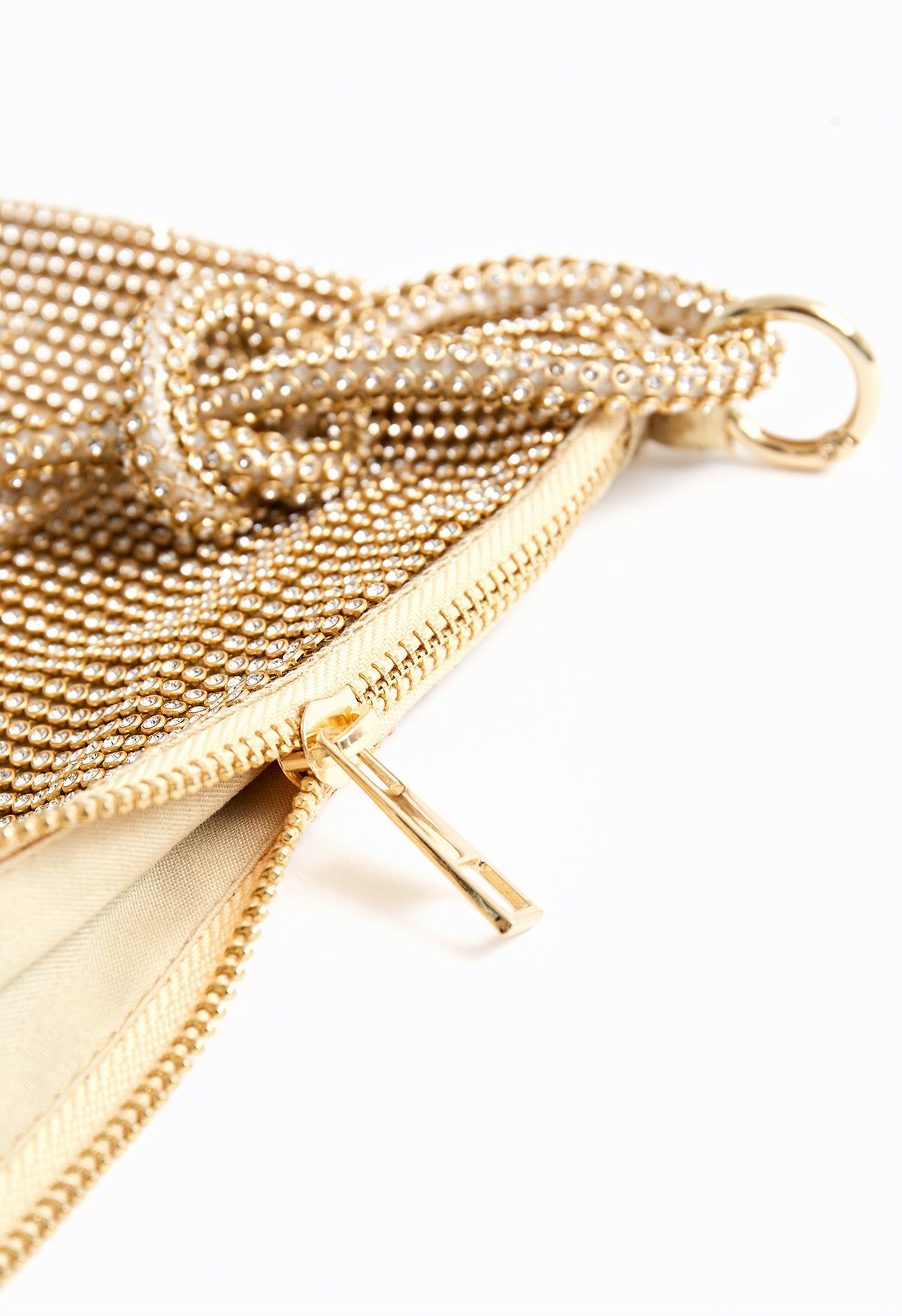 Full Diamond Double String Shoulder Bag in Gold