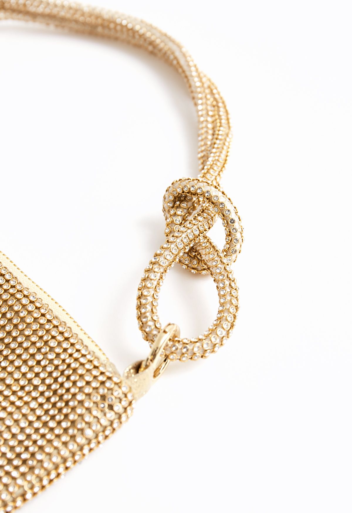 Full Diamond Double String Shoulder Bag in Gold