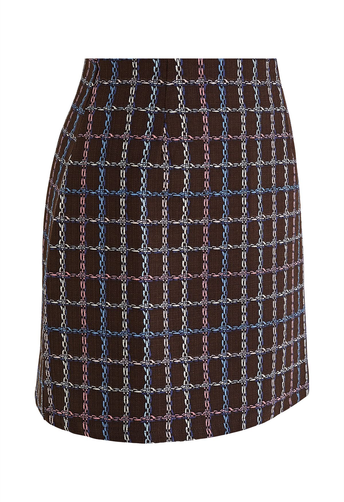 Chain Grid Mini Bud Skirt in Brown