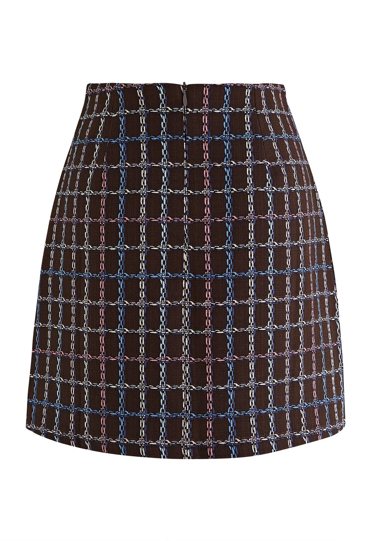 Chain Grid Mini Bud Skirt in Brown