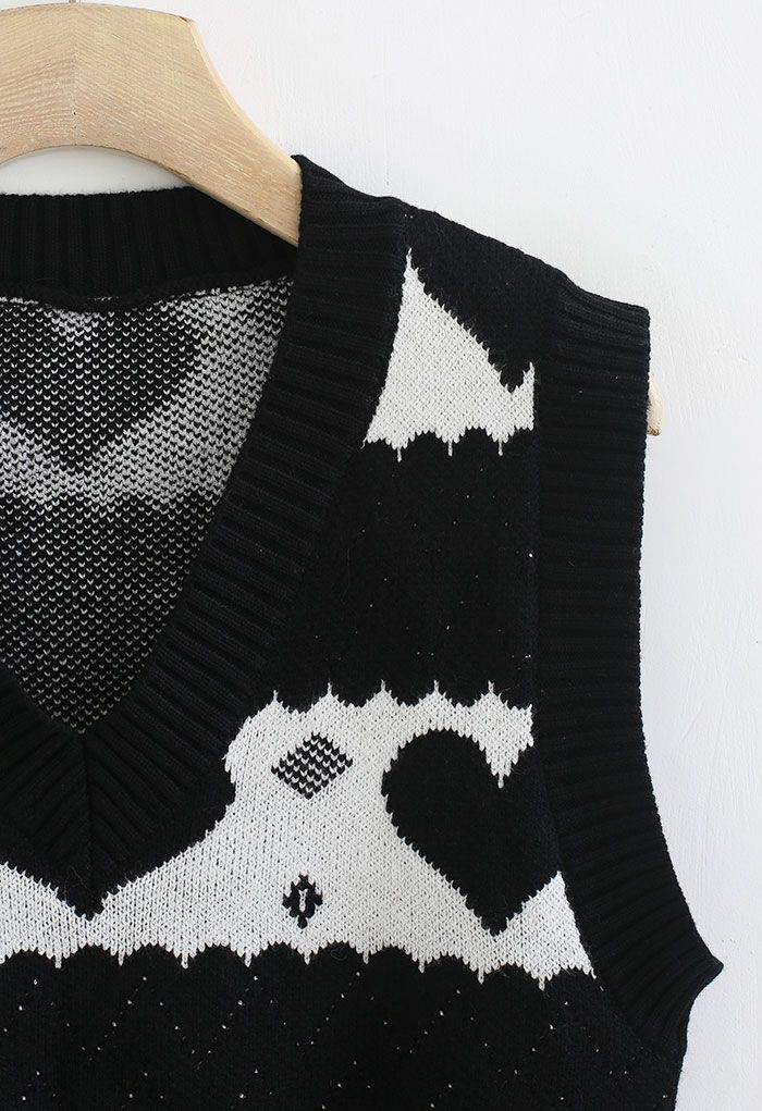 Gentle Black Heart Knit Vest - Retro, Indie and Unique Fashion