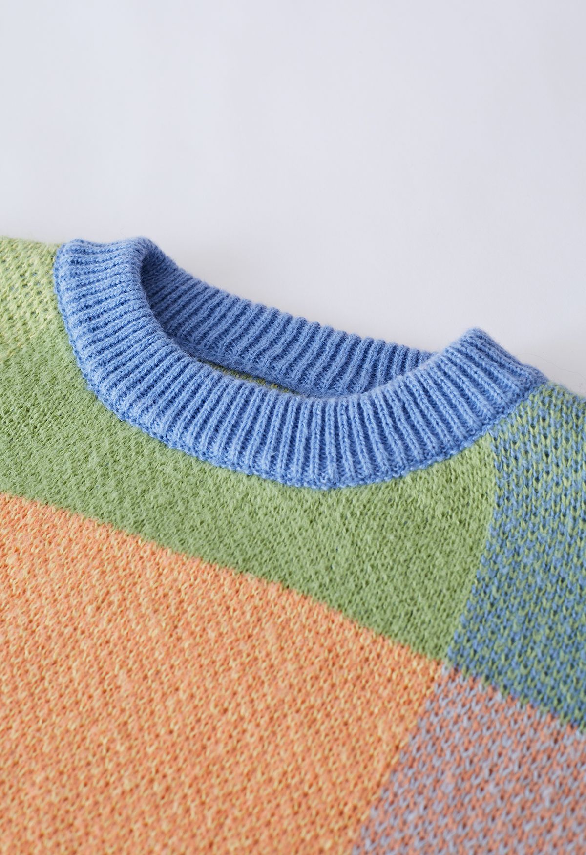 Grid Color Block Oversize Knit Sweater