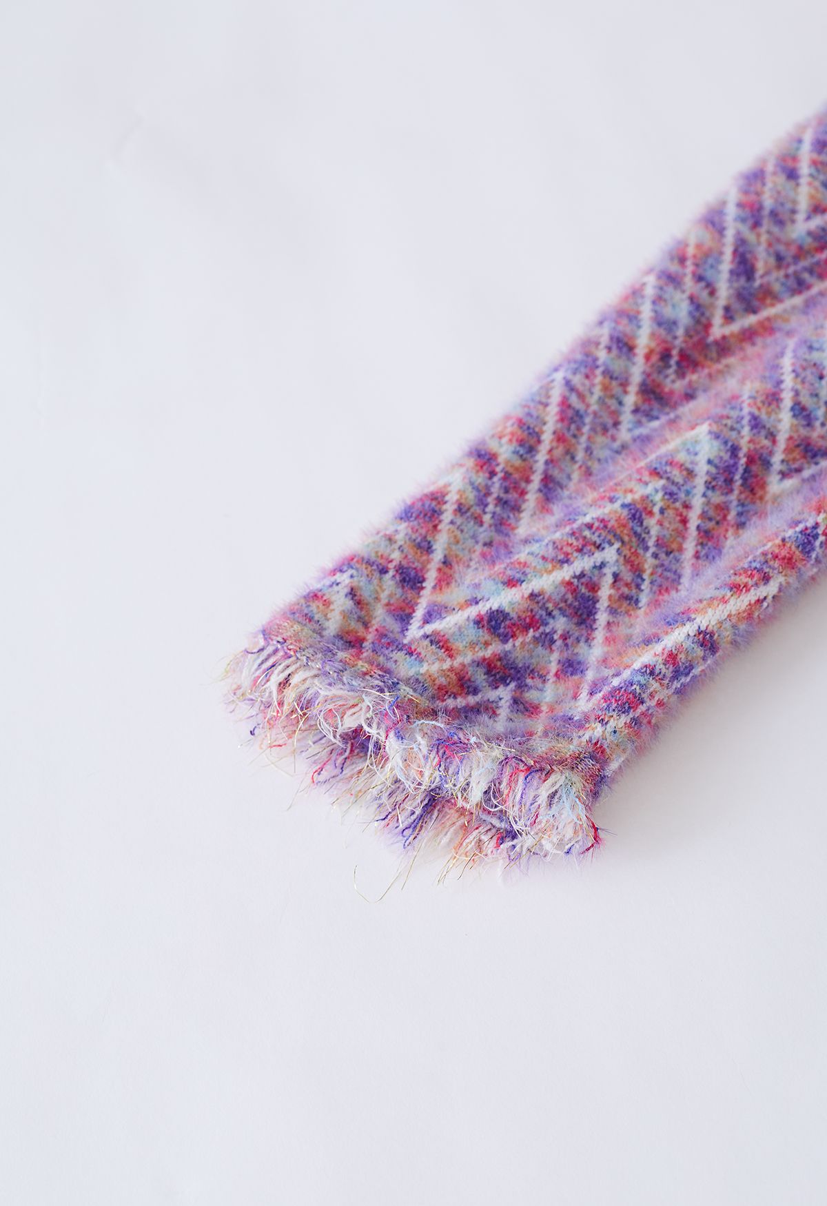 Metallic Tassel Melange Knit Cardigan in Purple