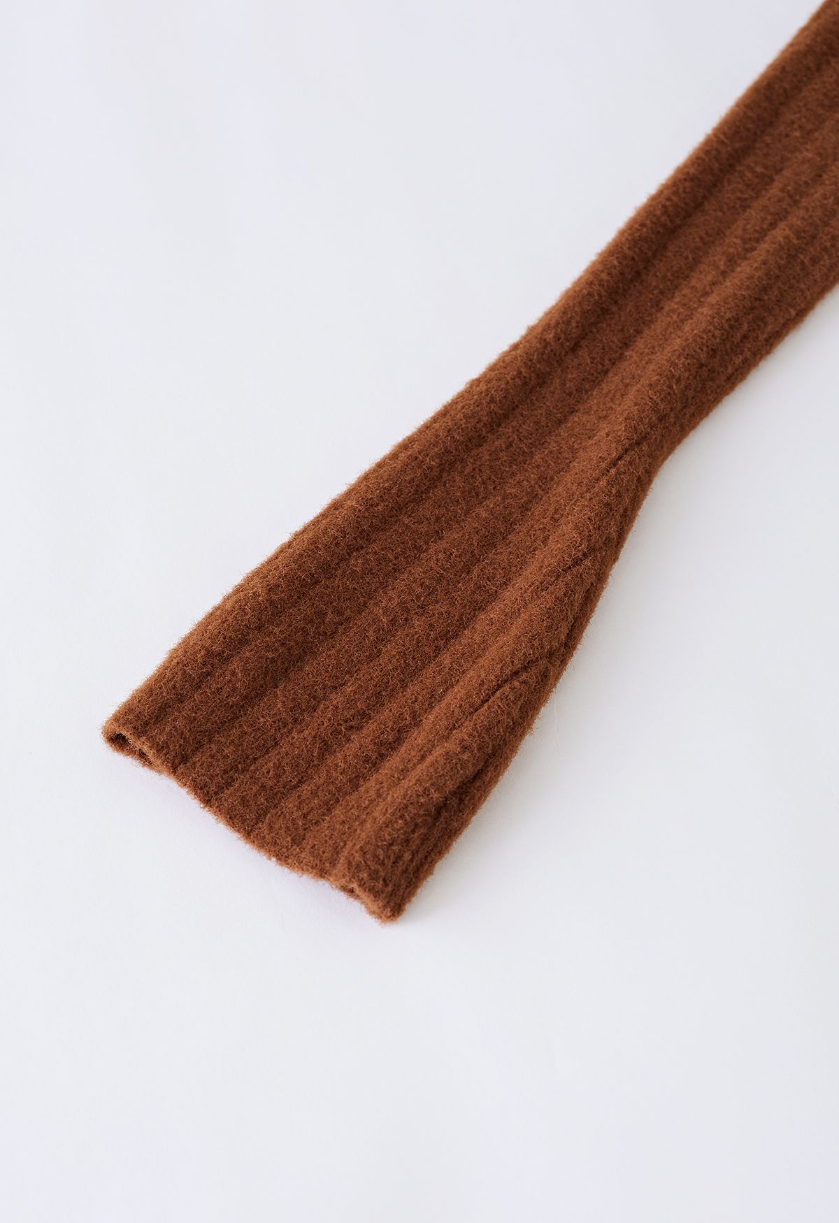 Cold-Shoulder Twist Cutout Crop Knit Top in Caramel