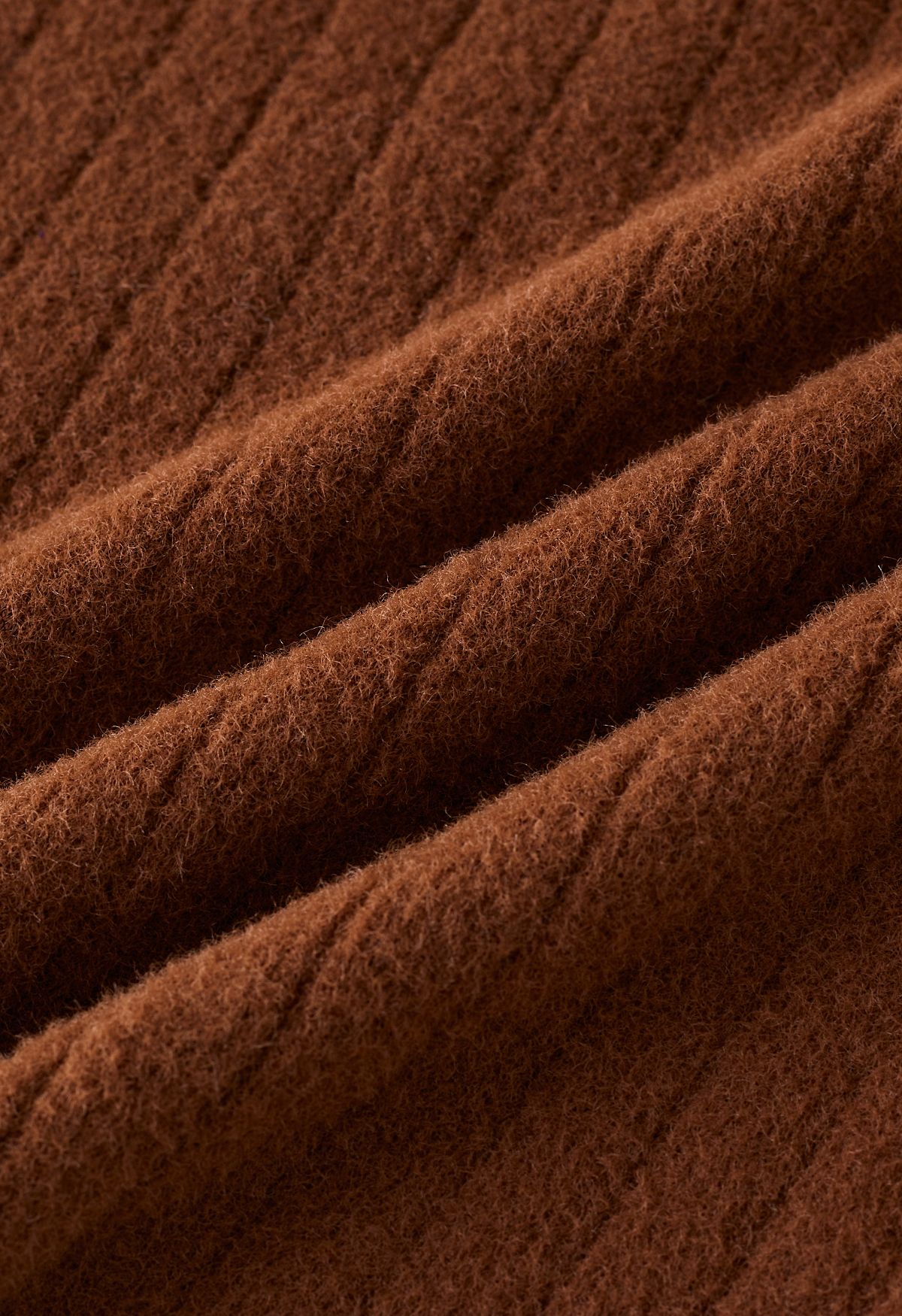 Cold-Shoulder Twist Cutout Crop Knit Top in Caramel