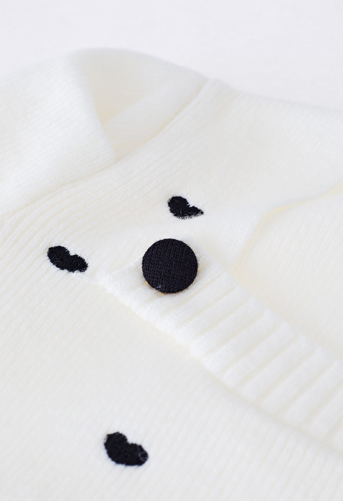 Full of Little Heart Square Neck Knit Sweater in White