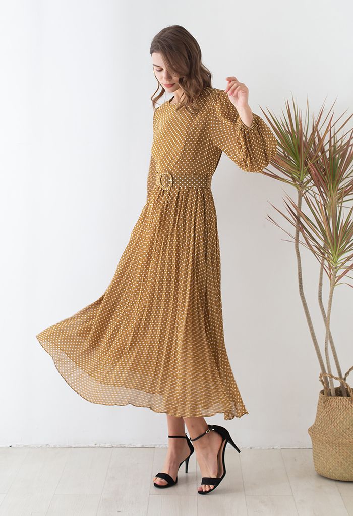 Polka dot belted dress best sale