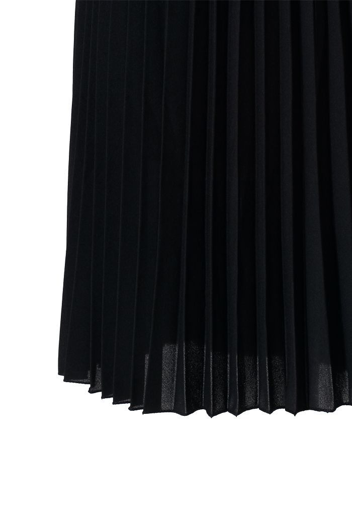 Chiffon Black Pleated Maxi Skirt - Retro, Indie and Unique Fashion