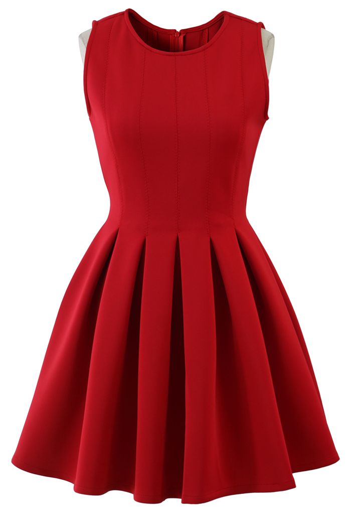 Favored Sleeveless Skater Dress in Red
