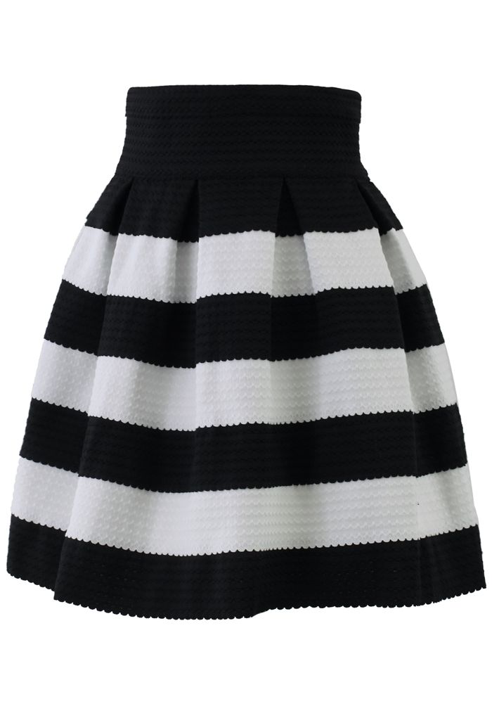 Contrast Strips A-line Skirt