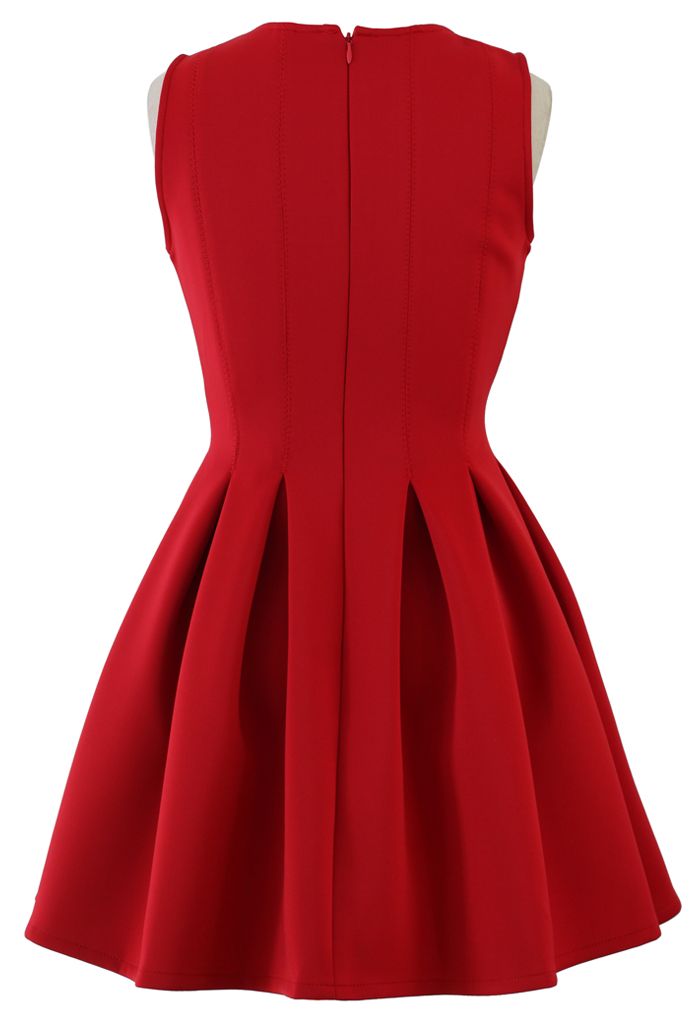 Favored Sleeveless Skater Dress in Red