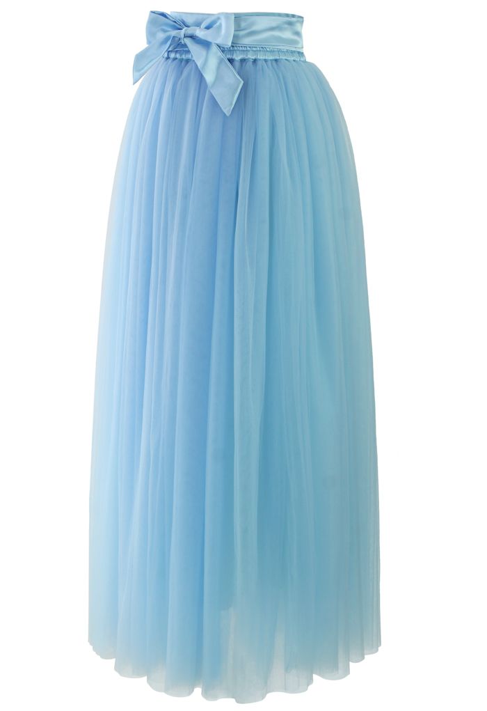 Amore Maxi Tulle Prom Skirt in Sky Blue
