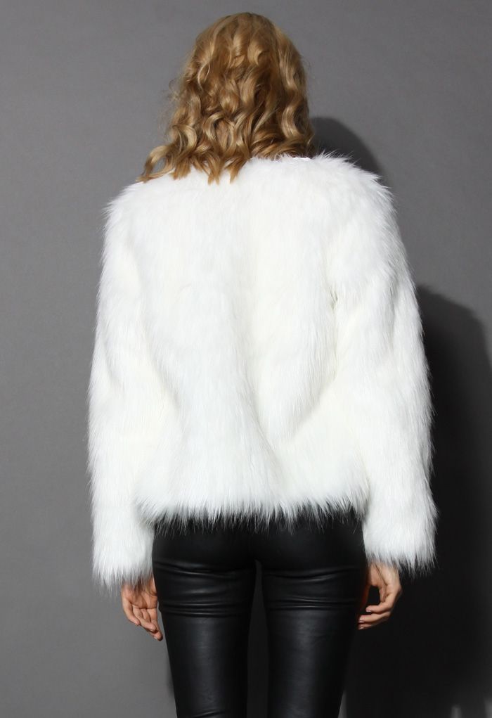My Chic Faux Fur Coat in White - Retro, Indie and Unique Fashion