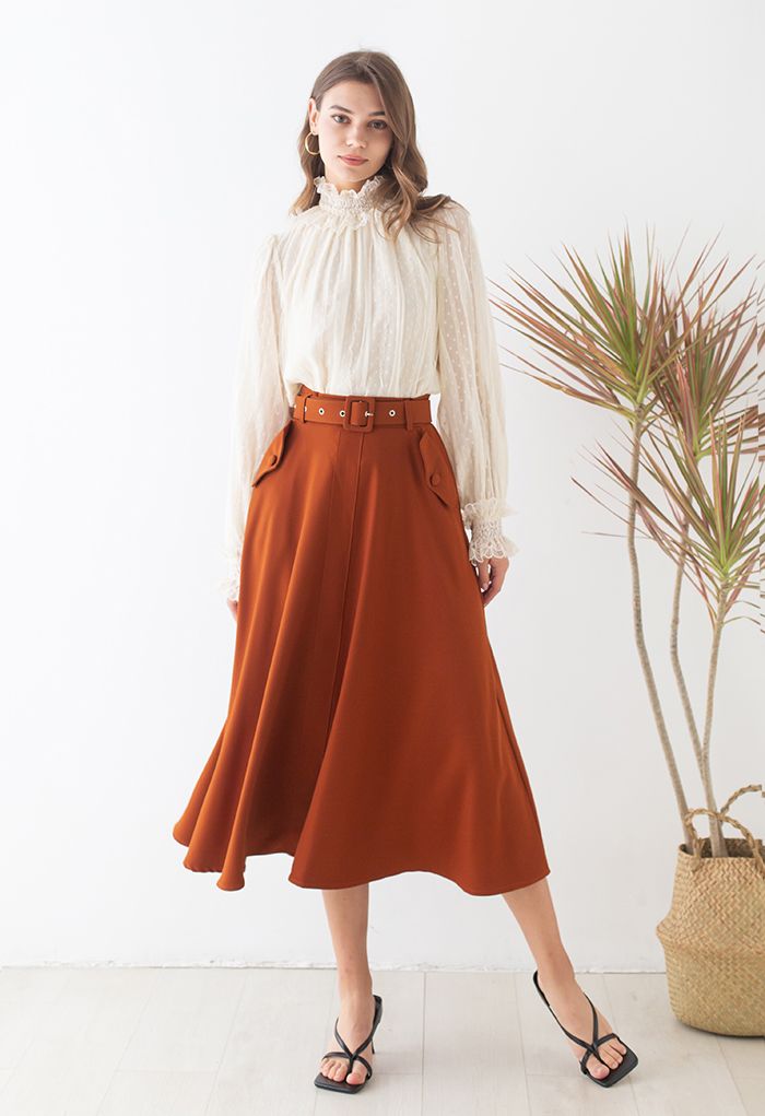 Rust a line top midi skirt