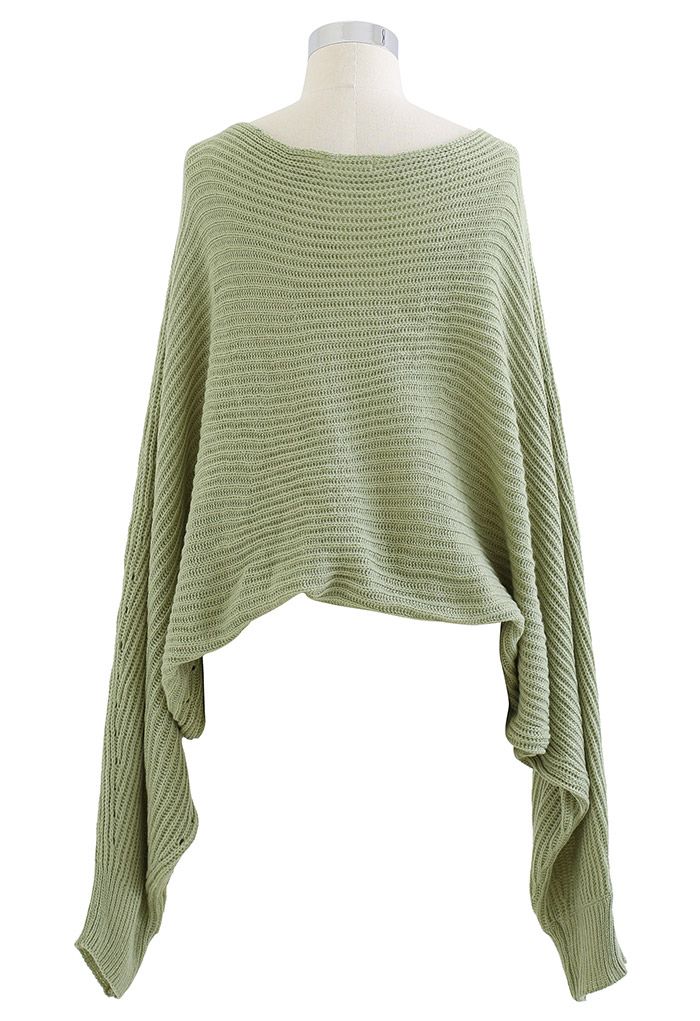 Twisted Front Batwing Sleeve Knit Sweater in Sage