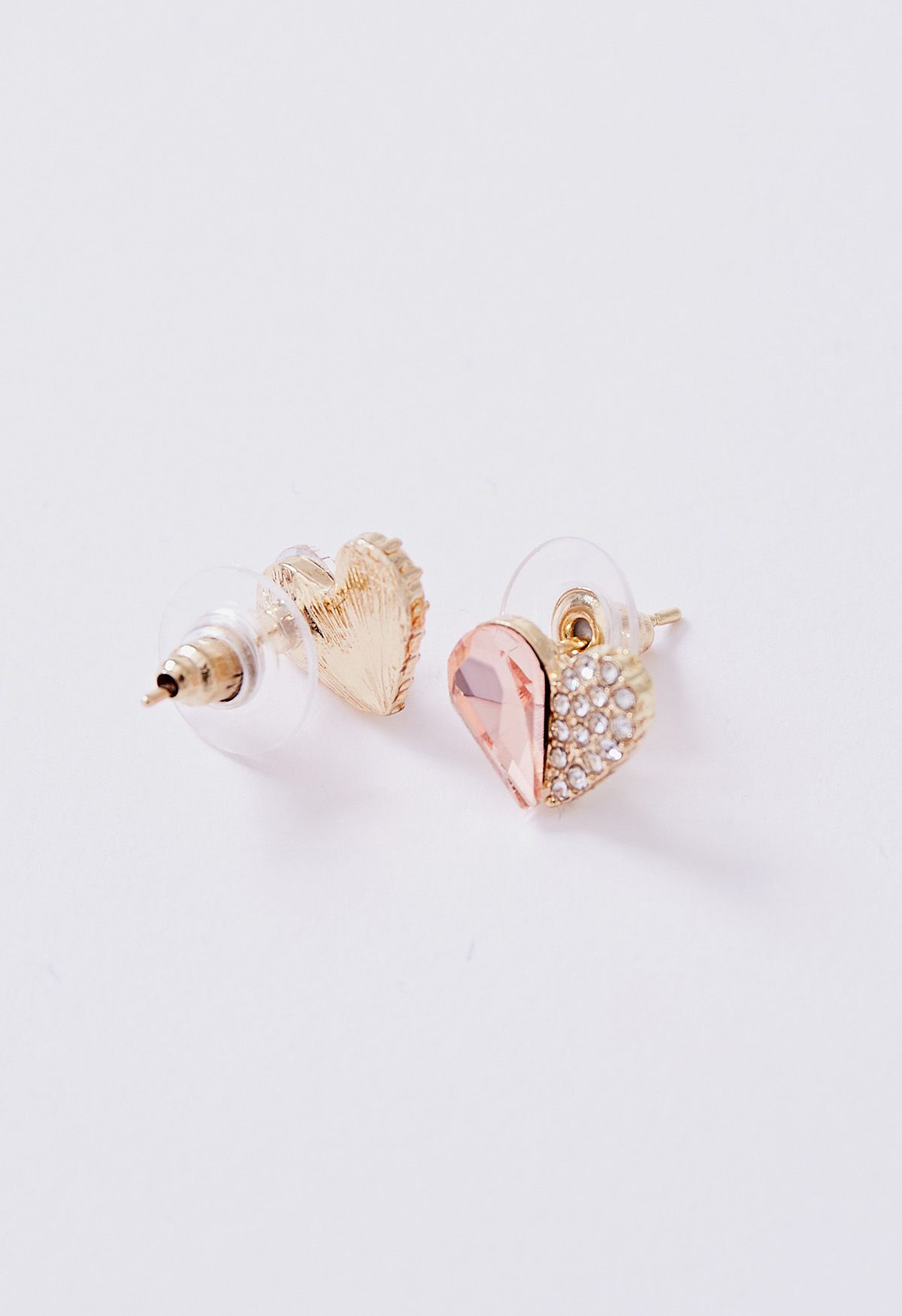 Heart Pink Crystal Rhinestone Earrings