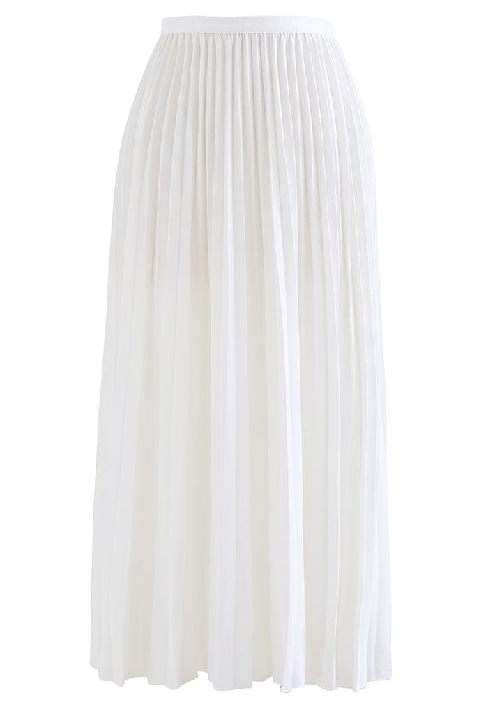 Simplicity Pleated Midi Skirt in White