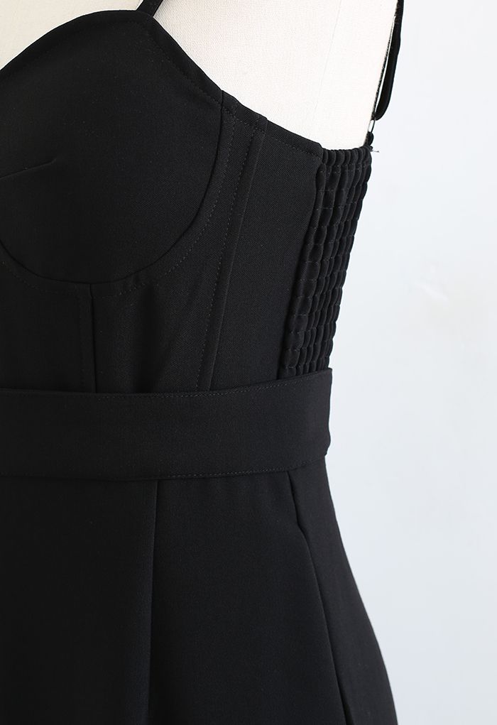 Sassy Built-in-Bra Cami Jumpsuit in Black