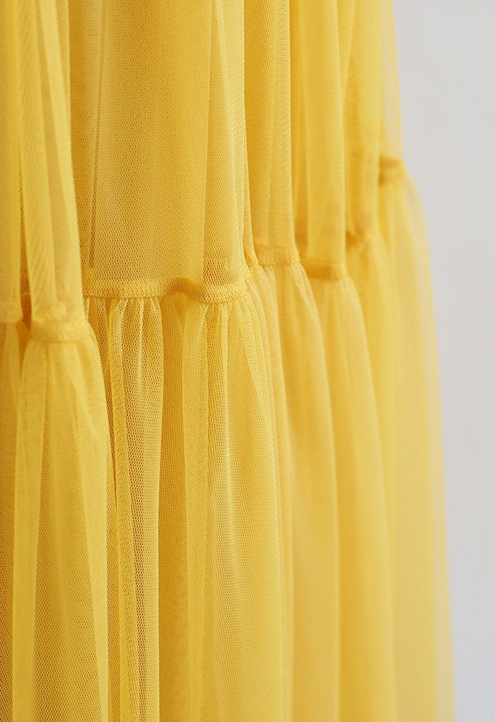 Can't Let Go Mesh Tulle Skirt in Yellow